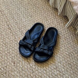 Elegant Black Bow Sandals